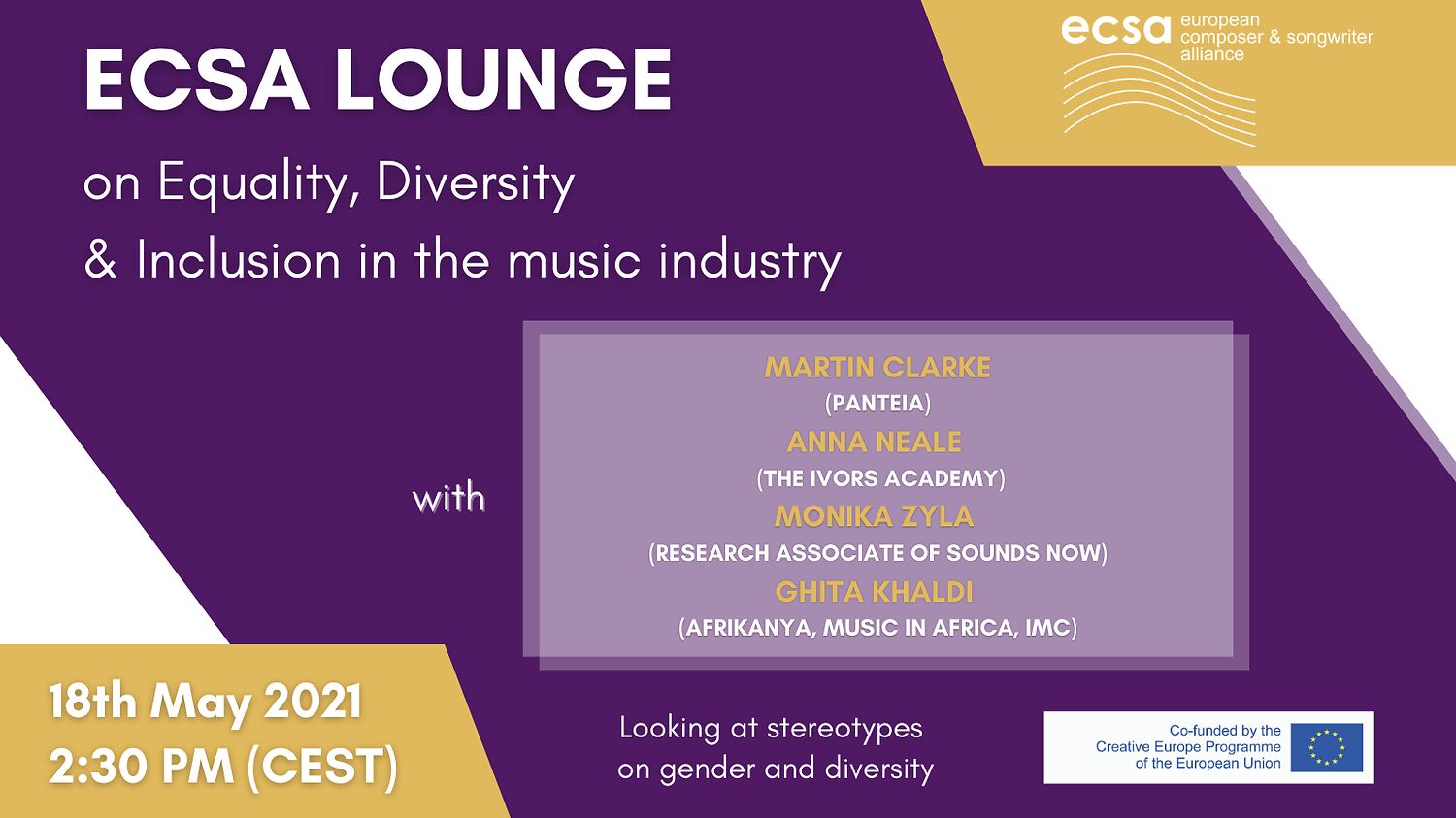 ECSA Lounge on Gender equality, Diversity and Inclusion in the Music industry